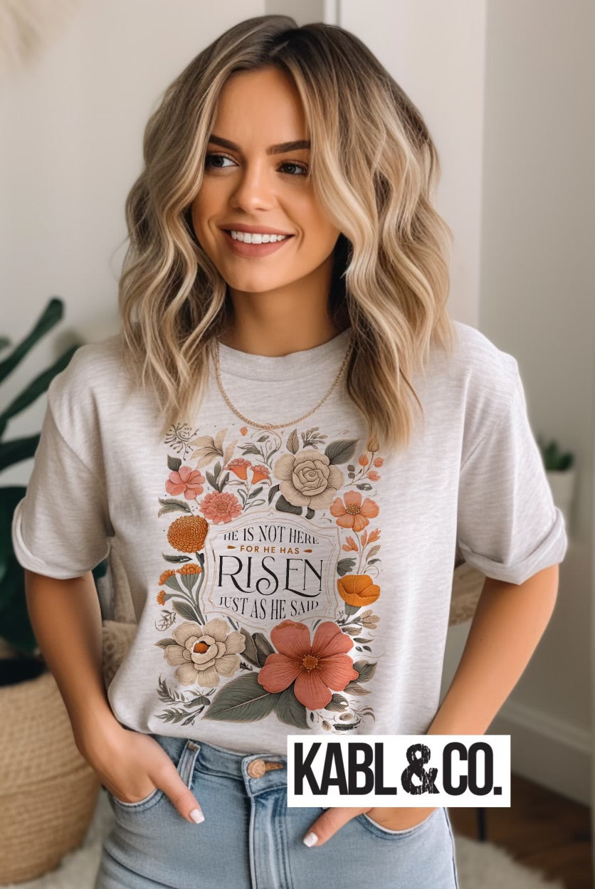 He is Not Here Risen- light grey Easter