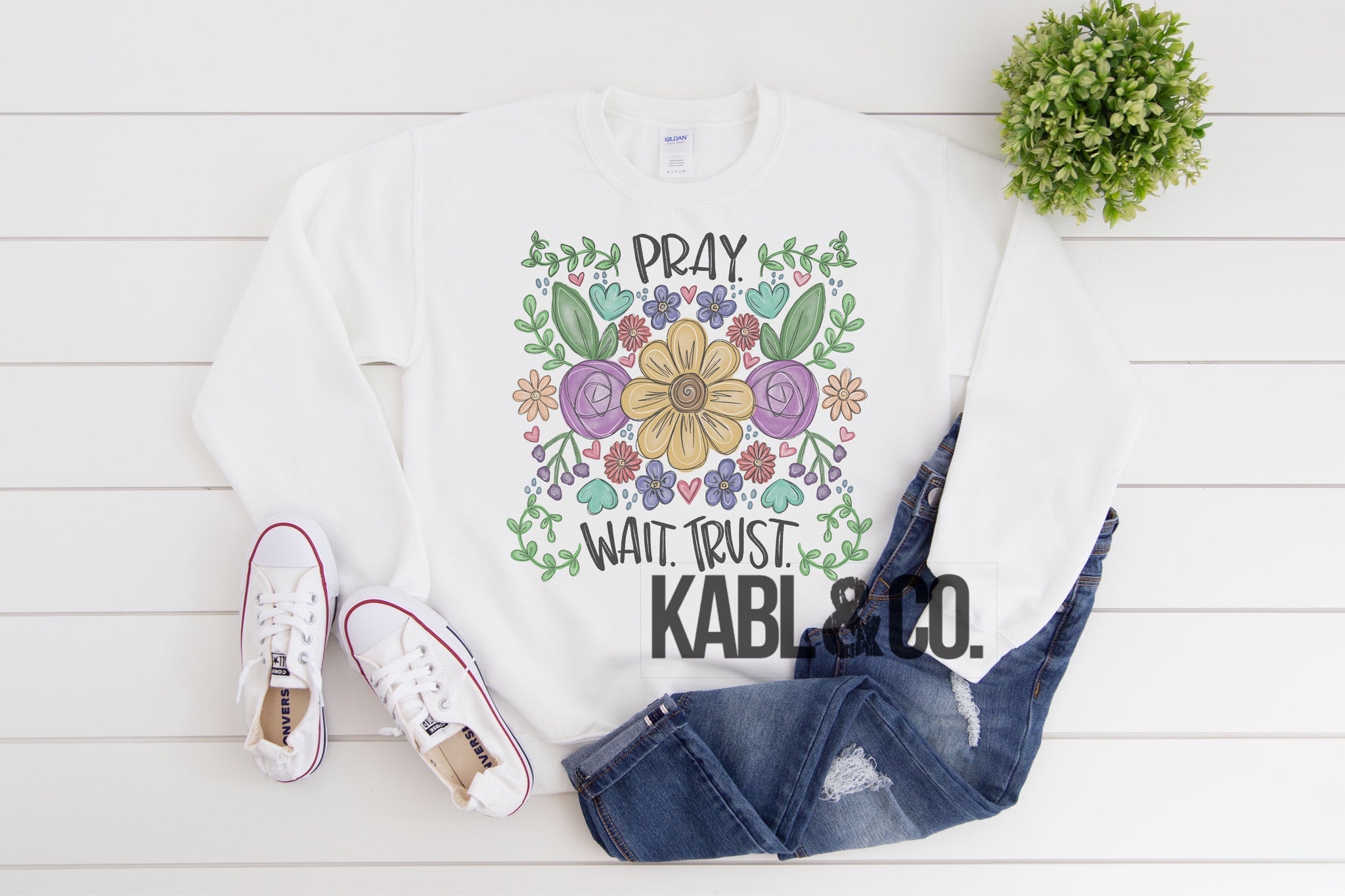 Pray Wait Trust Sweatshirt - Faith